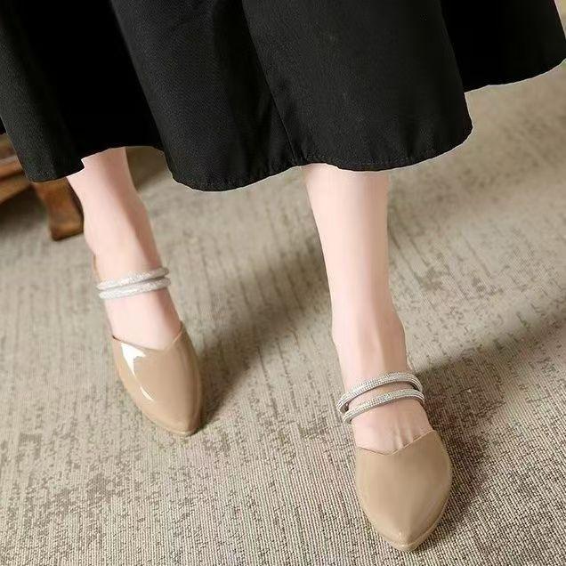 Women's Summer Baotou Flat Sole Half Slippers Soft Sole Waterproof Dual Purpose Outdoor Slip On Slippers Pointed Toe Sandals