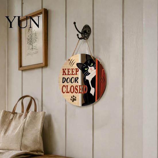 Indoor Pet House Accessory Wooden Welcome Sign for Front Door, Decorative Dog Paw Wall Hanging Plaque with Creative Animal Print Art Hemp Rope Lovers,