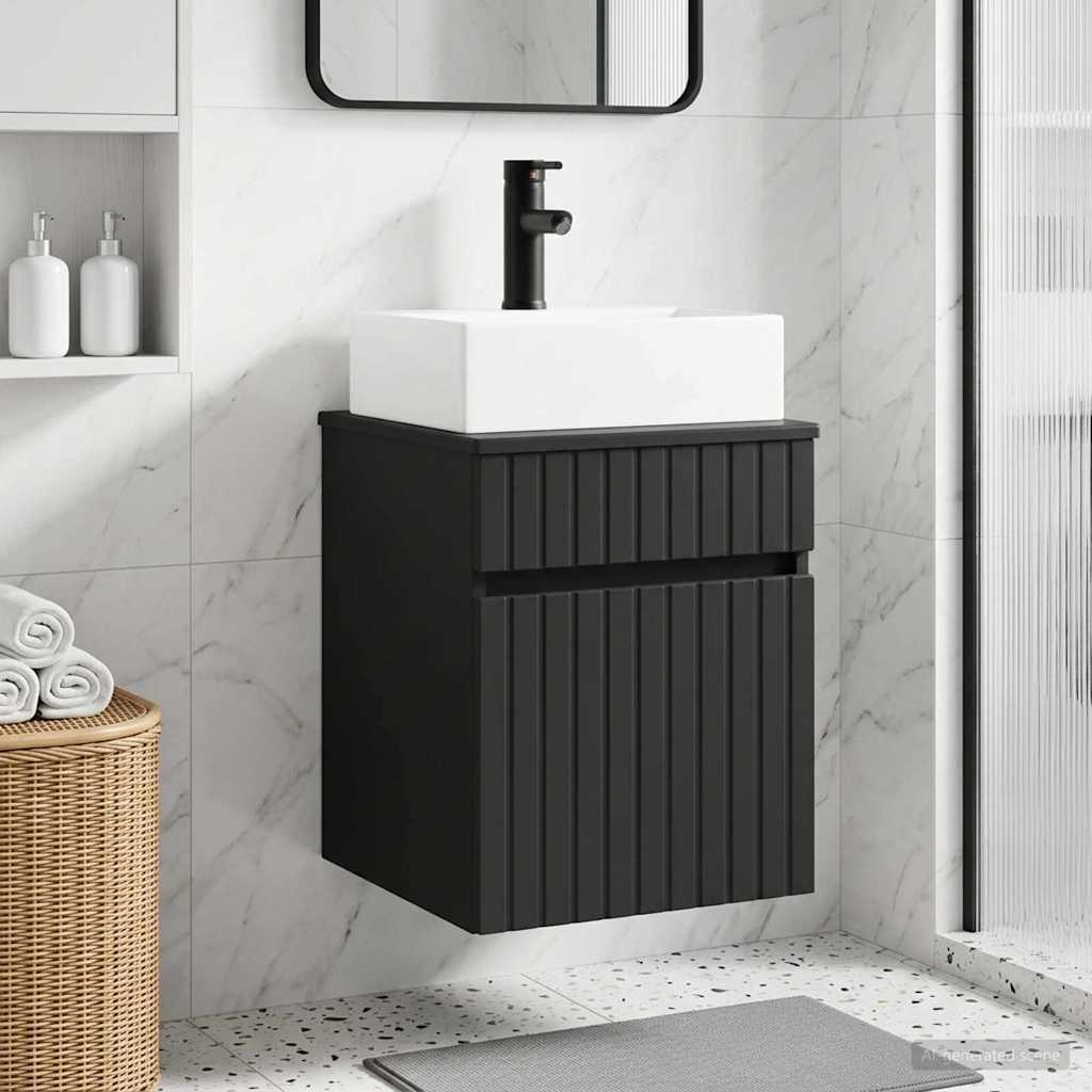 Wall Mounted Washbasin Vanity Black 39 X 41 X 62.5 Cm