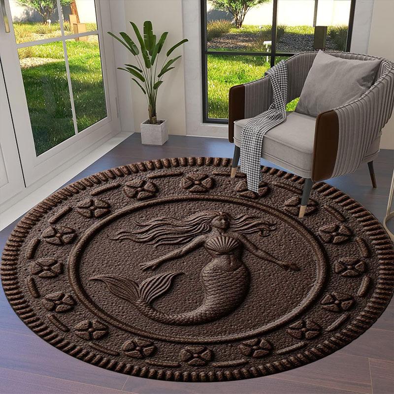 Cookie Magical Creature PrintRound Area Rug,Carpet Rug for Living Room Bedroom Sofa Playroom Decor,Non-slip Floor Mat