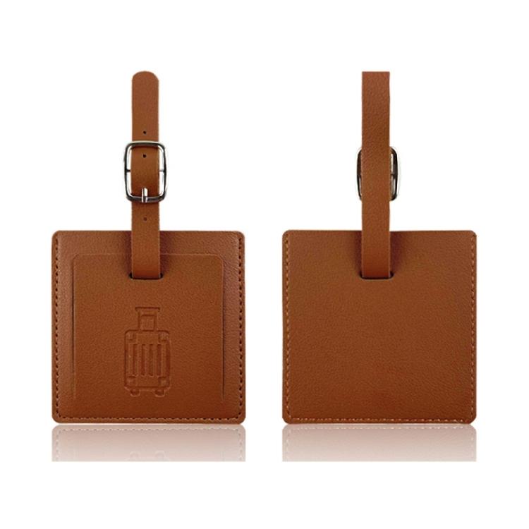 Suitcase Square Label PU Leather Labels School Bag Name Card for Trip Security