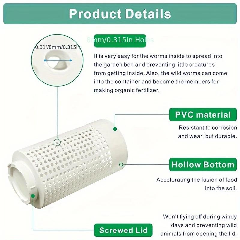 1pc Worm Composting Bin for Small Flower Pots and Garden, Space-Saving PVC Worm Tea Composter Tube Garden and Lawn Care