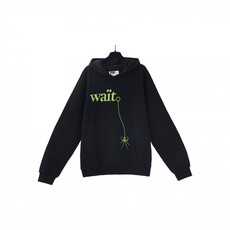 Oversized Hoodie With Spiderweb Foil Print Streetwear Cotton Sweatshirt Men