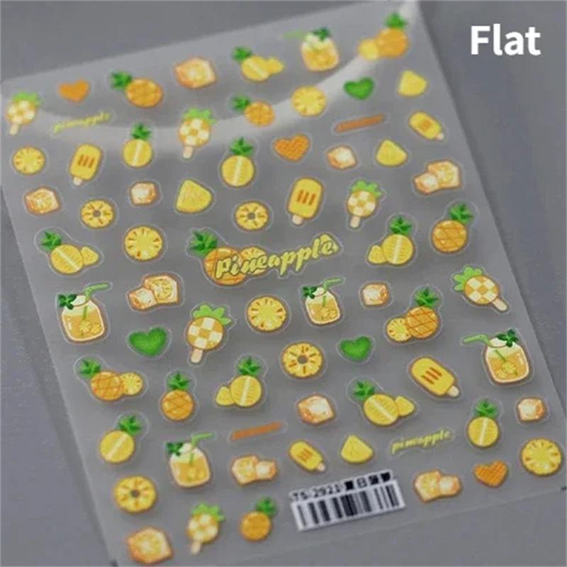 1 piece5D Cute Fruit Jelly Nail Stickers Red and Green Apple High Quality Nail Stickers New Embossed Nail Art Decoration Sticker