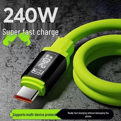 240W Dual-Type-C Silicone Fast Charging Cable for Apple 15/16 & Huawei Devices