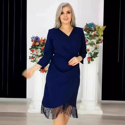 Φόρεμα Μακρύ Κλος σε Μονόχρωμο Χρώμα για Γυναίκες Μεγάλο Μέγεθος Φθινόπωρο 2023 - Σχέδιο που Λιπαίνει, Μειώνει την Ηλικία