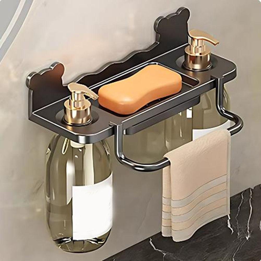 

Пластиковая полка для хранения вещей в ванной комнате, самоклеящаяся мыльница для душа, двухсливная мыльница для кухни Beige-style A