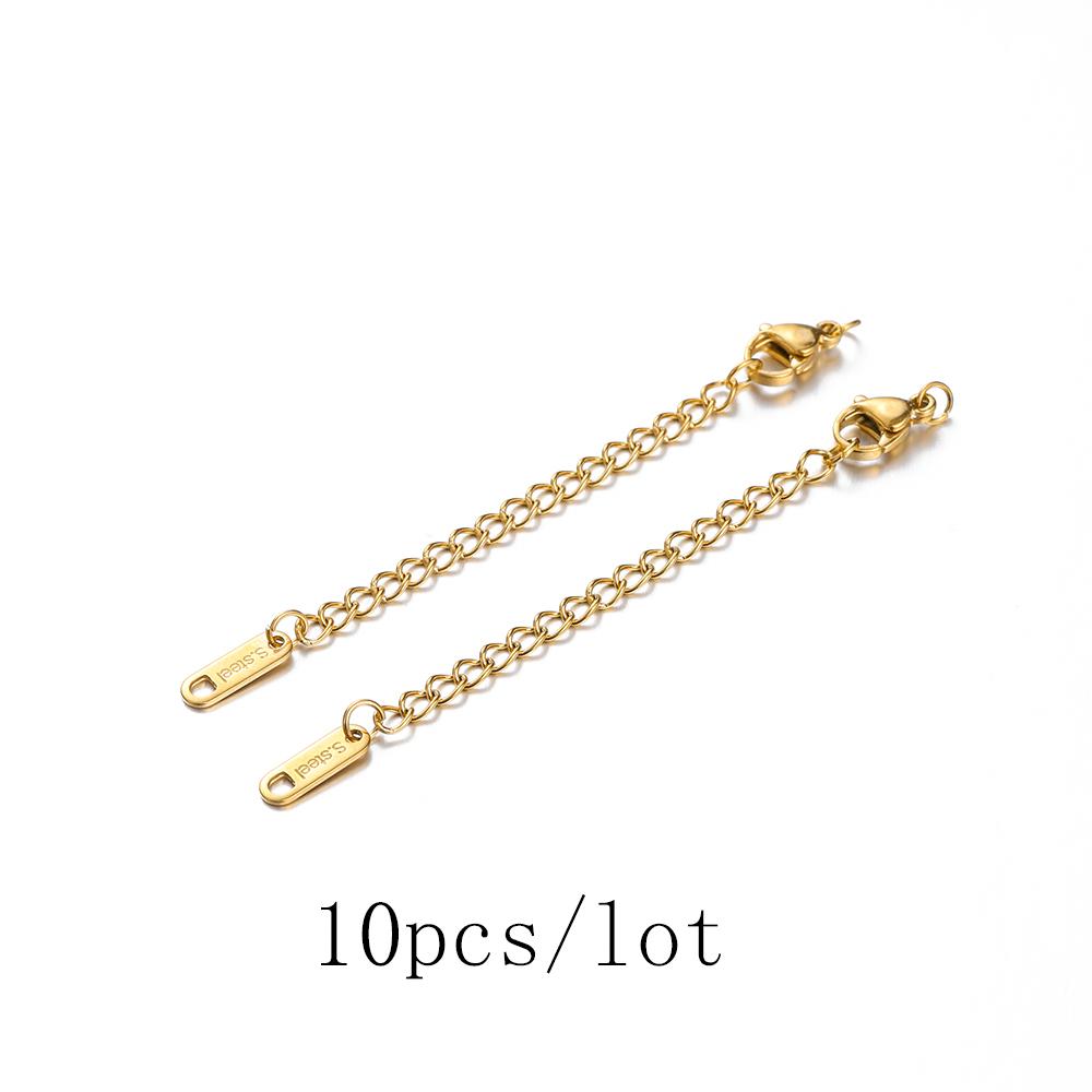 10/50pcs Stainless Steel Extension Chains with Lobster Clasps Connector Link Necklace Tail Making DIY Bracelet Accessories
