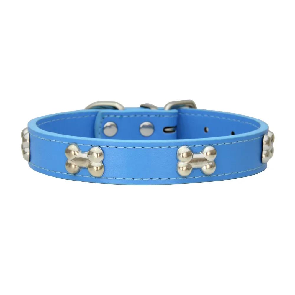 New pet PU leather bone dog collar for cross - border spot wholesale, can be matched with traction belt