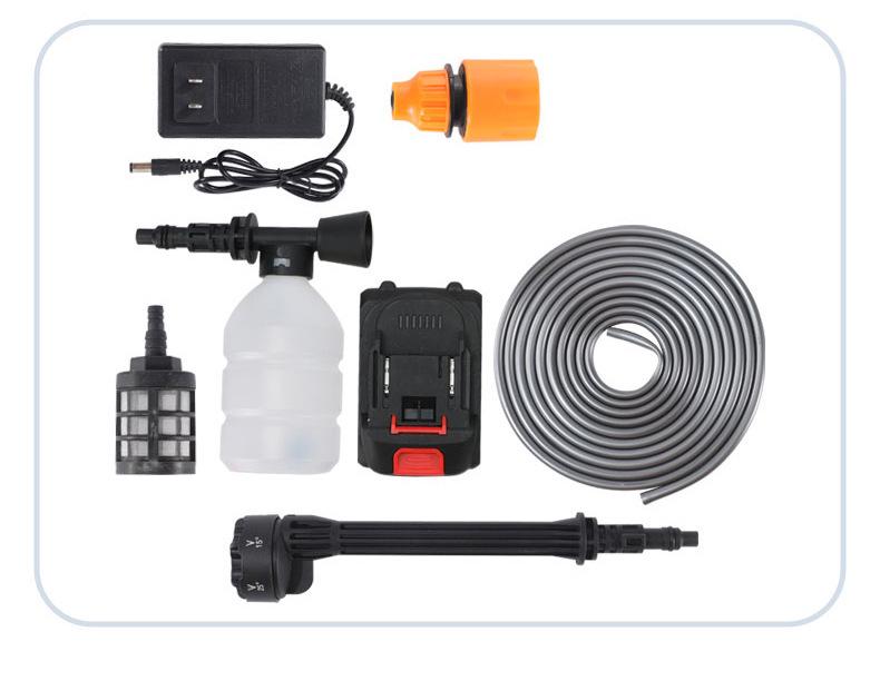 Portable Wireless Lithium Battery Car Washer: 10-Setting High-Pressure Water Gun with Six-in-One Head
