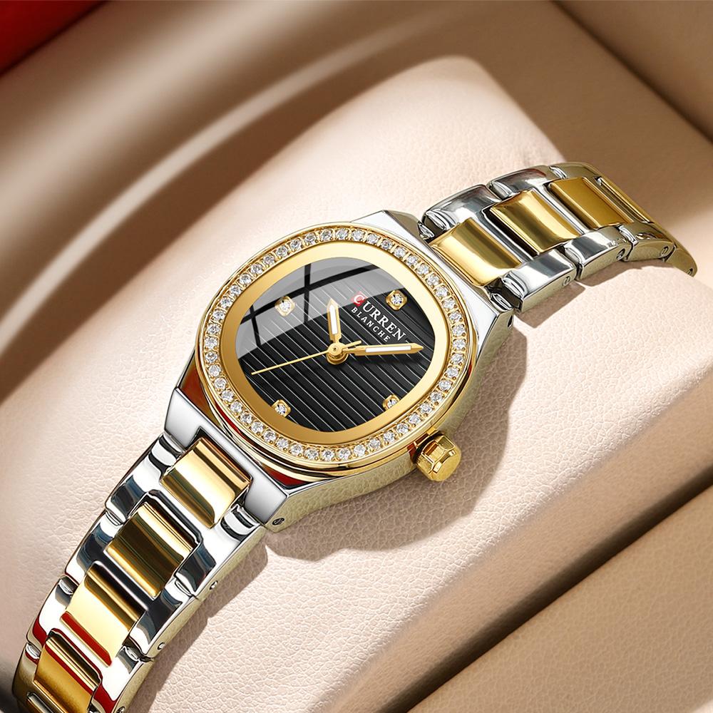 CURREN9101 Luxury Brand Simple Style Quartz Watch for Women NEW Dress Ladies Wristwatches with Rhinestones
