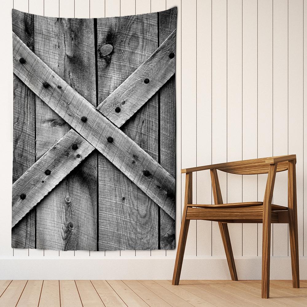 Gray Retro Wooden Door Tapestry Wall Hanging Abstract Art Hippie Tapez Psychedelic Witchcraft Dormitory Home Decor