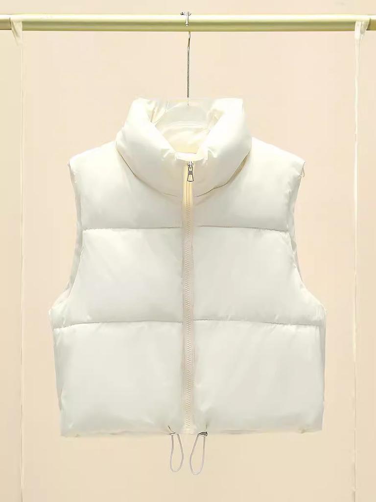Autumn and winter new fashion trend solid color simple and versatile commuter padded vest warm cotton jacket
