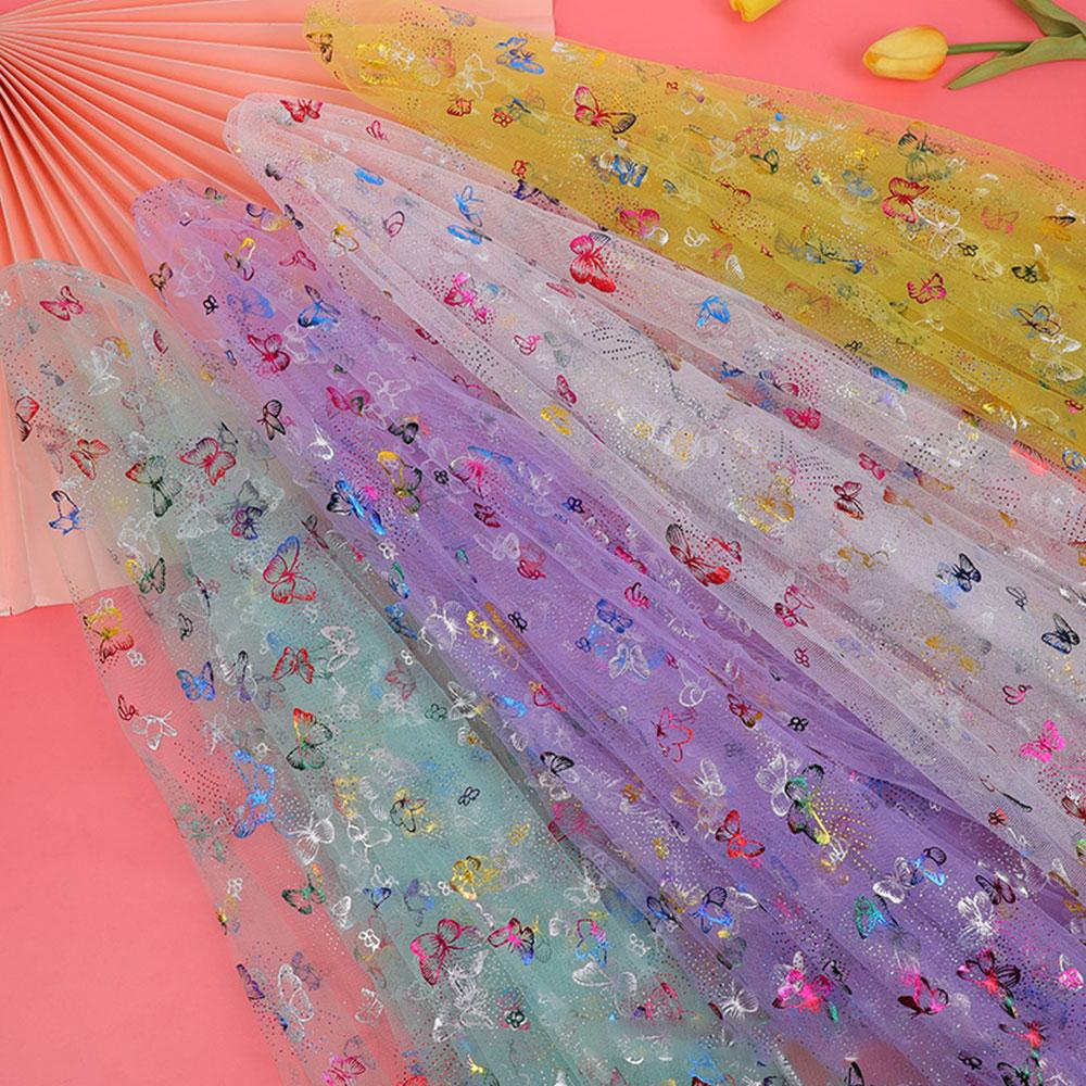 Trending Style 59x39 Inch Floral Butterfly Tulle Fabric Sparkle Lace for Couture Dresses, Photo Booth Background & Event Decor