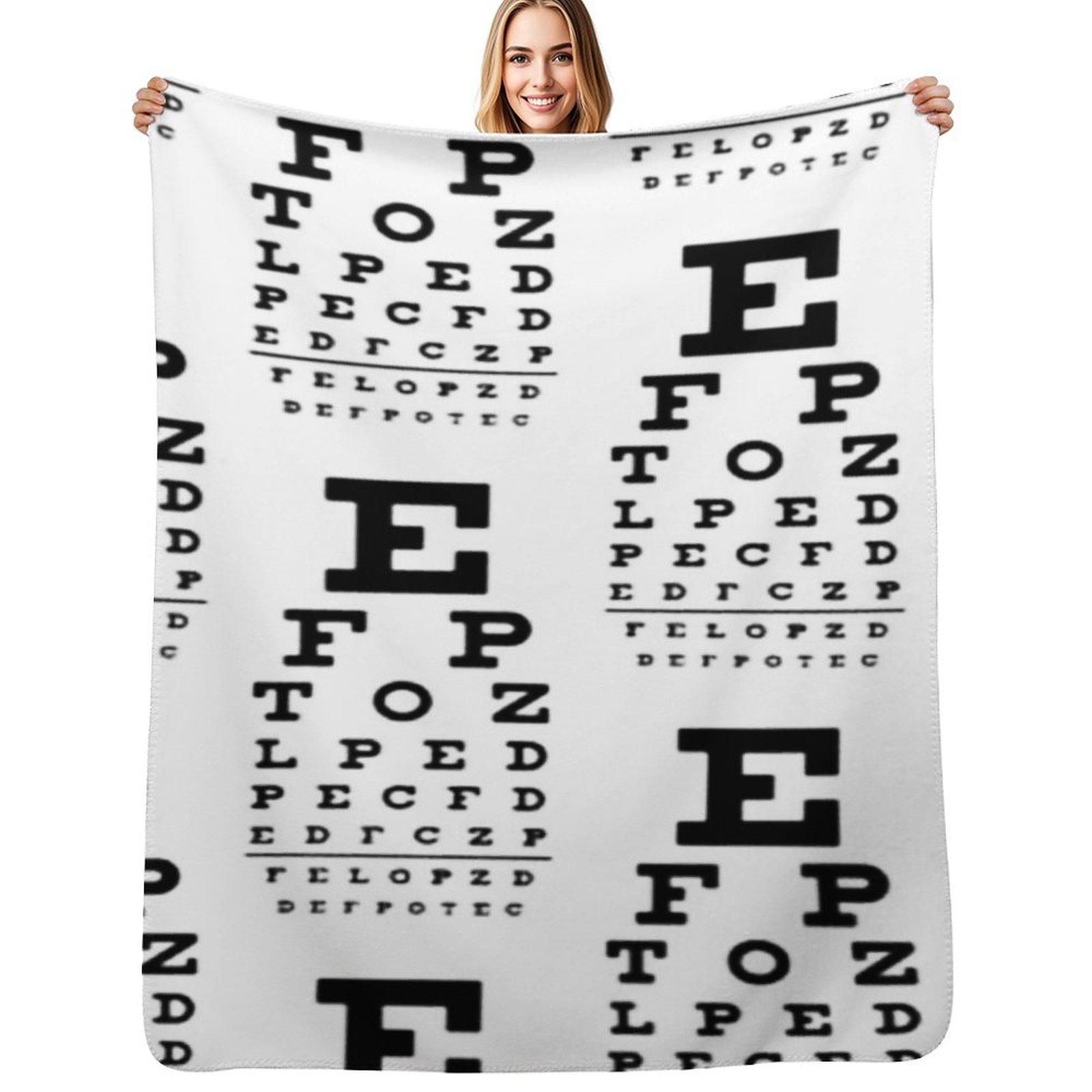 Eye Doctor Vision Chart Throw Blanket Cozy Microfiber Throw Blanket for Home Bedroom Size: 75*100cm, Weight: 230 GSM