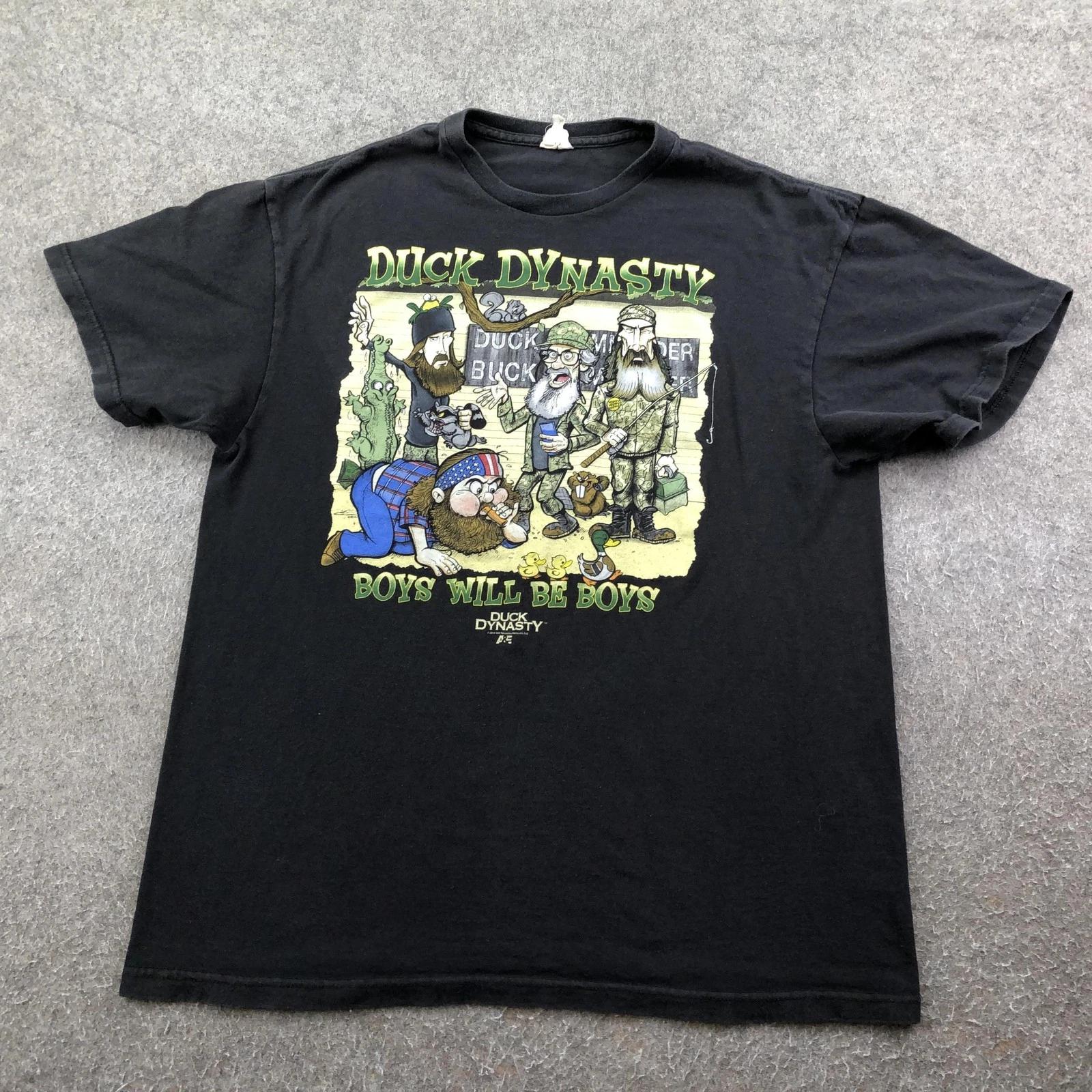 Duck Dynasty Shirt Mens Large Black Boys Will Be Boys Graphic Tee TV Show 2XL
