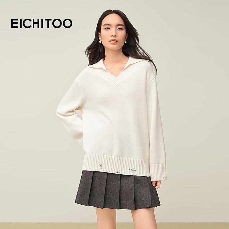 EICHITOO Women s Elegant Lapel Knit Sweater L