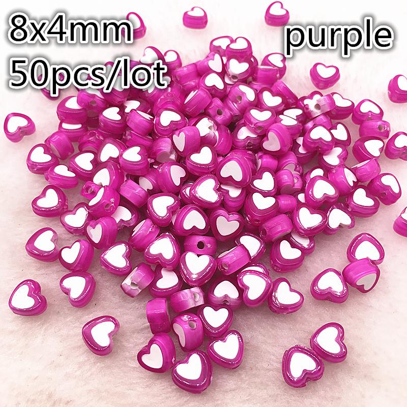 50pcs 8x4mm Love Acrylic Bead Loose Spacer Beads For Jewelry Making DIY Bracelet Accessories