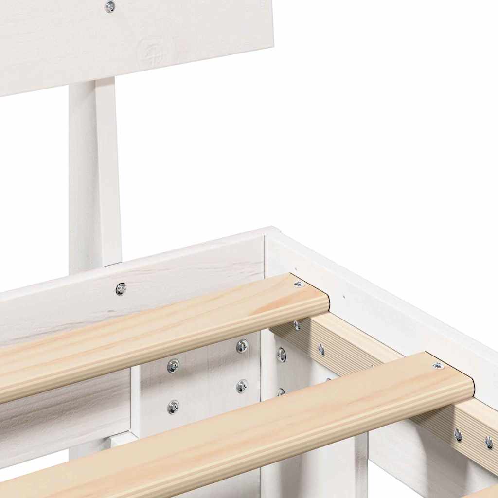 Bed Frame with Headboard White 140 x 200 cm Solid Pine Wood