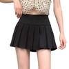 Syvent Black Pleated Mini Solid Beautiful Costume Ultra Mini 12F049 Skirt, A-Line, Color, Leg-Slimming, Bottoms, Casual, Knee-Length, Uniform, Cute,