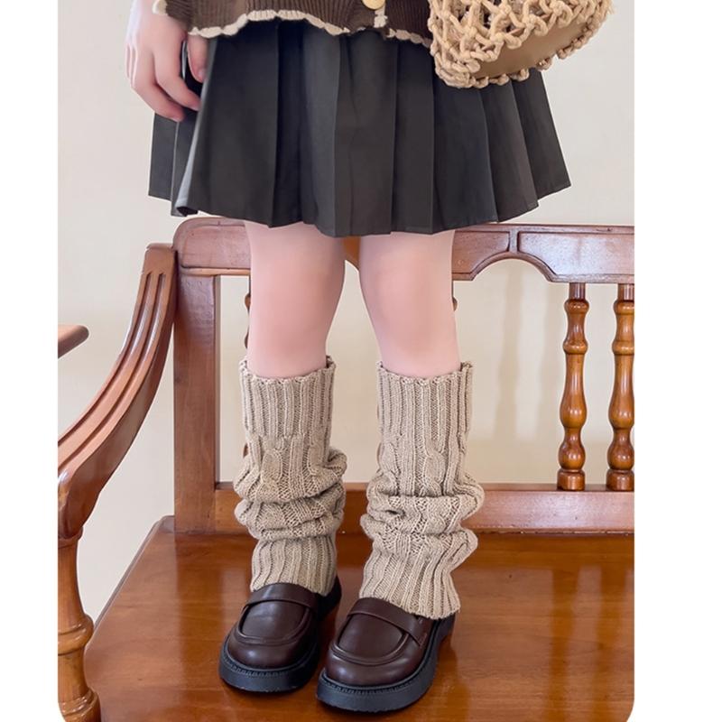 Fashion Knit Leg Warmers for Little Girls Slouchy Socks for Dress Toddler Winter Cable Knit Socks Thicken Warm Leggings