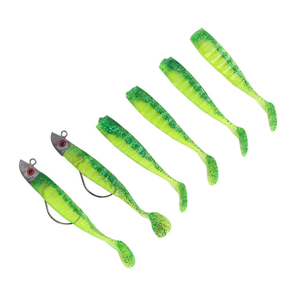2 Sets Silicone Artificial Fishing Bait Soft Fishing Lure for Saltwater FreshwaterOil Green