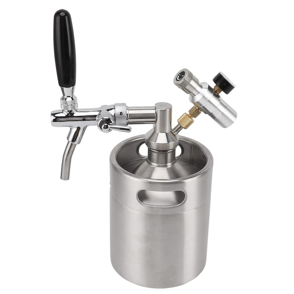 Mini butoi din oțel inoxidabil, 2L, cu injecție ușoară, reglabil, sistem de distribuție de bere acasă, ecartament 60PSI