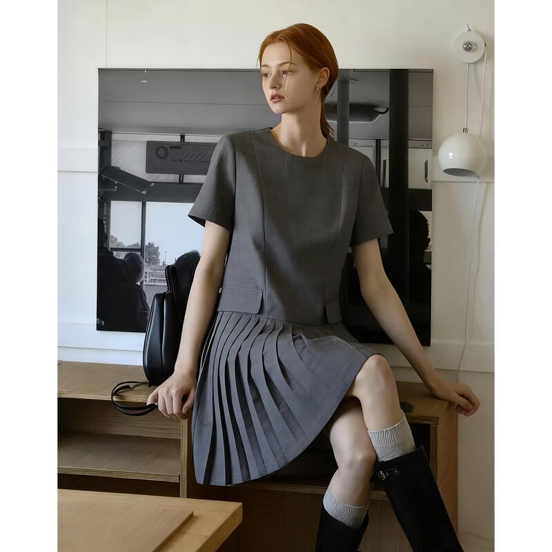 Demana Women s Casual Pleated A-Line Midi Dress S