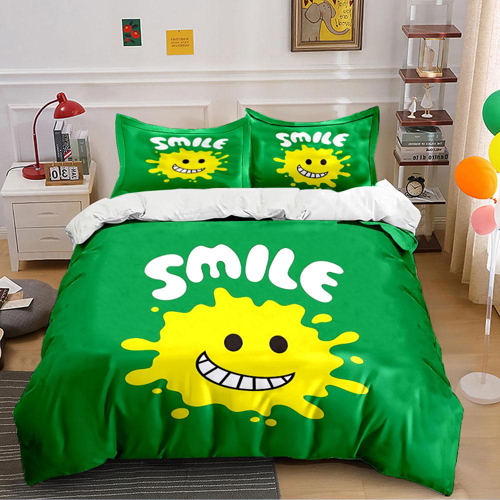 Set Copripiumino con Design a Schizzi Faccina Sorridente Copripiumino Federe (1*Copripiumino 2*Federe, senza piumino)