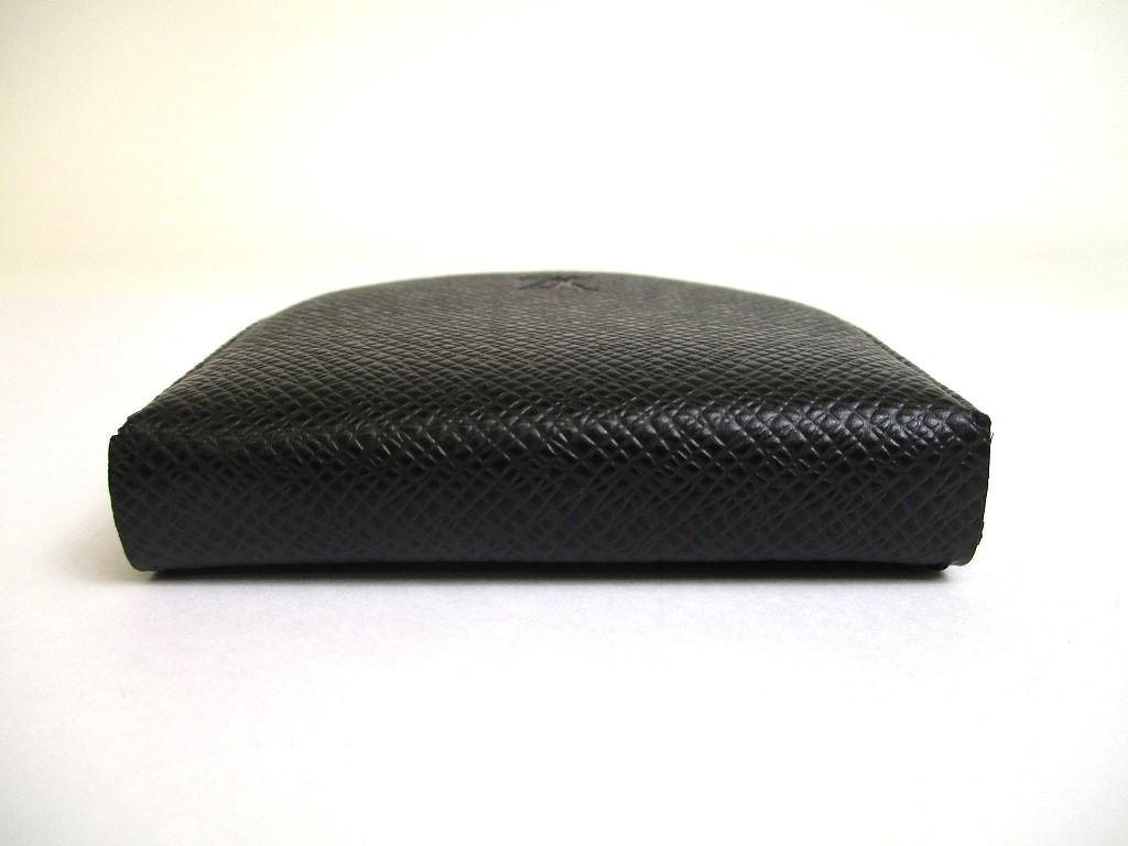 Authentic LOUIS VUITTON Taiga Black Leather Coin Purse Porto Monnaie Gousset #a600  Refurbished
