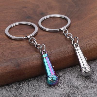 Yousheng Mini Microphone Music Keychain, Microphone Pendant Keychain, Retro Sound Pendant Keyring Charm, Microphone Music Key Chain for Singer