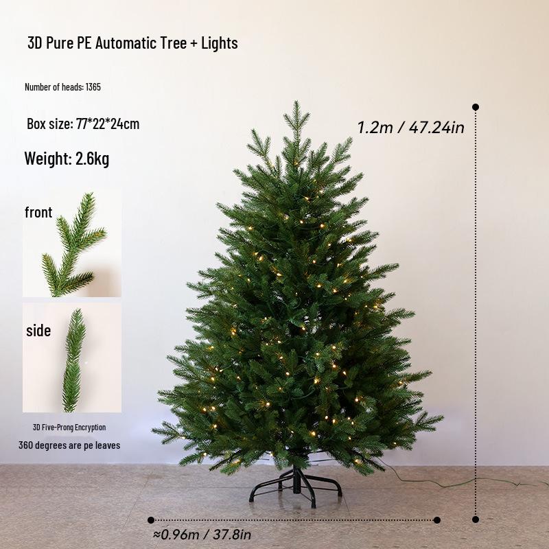 Pre-Lit Automatic Unfolding PE Bare Christmas Tree Base Ornament - No Installation Needed