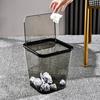 Light Luxury Waste Bins Home Living Room with Cover Bedroom Toilet Living Room Dormitory Desktop Transparent Acrylic Trash Can