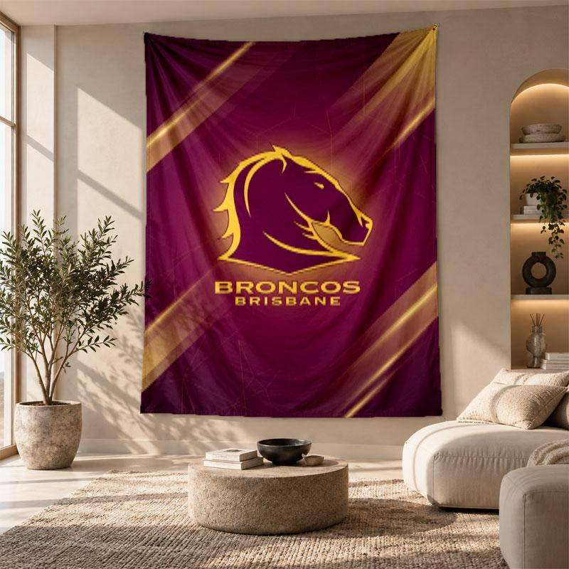 Decorative Tapestry,Brisbane Broncos Printed Wall Art, Lightweight Wall Hanging For Bedroom Background