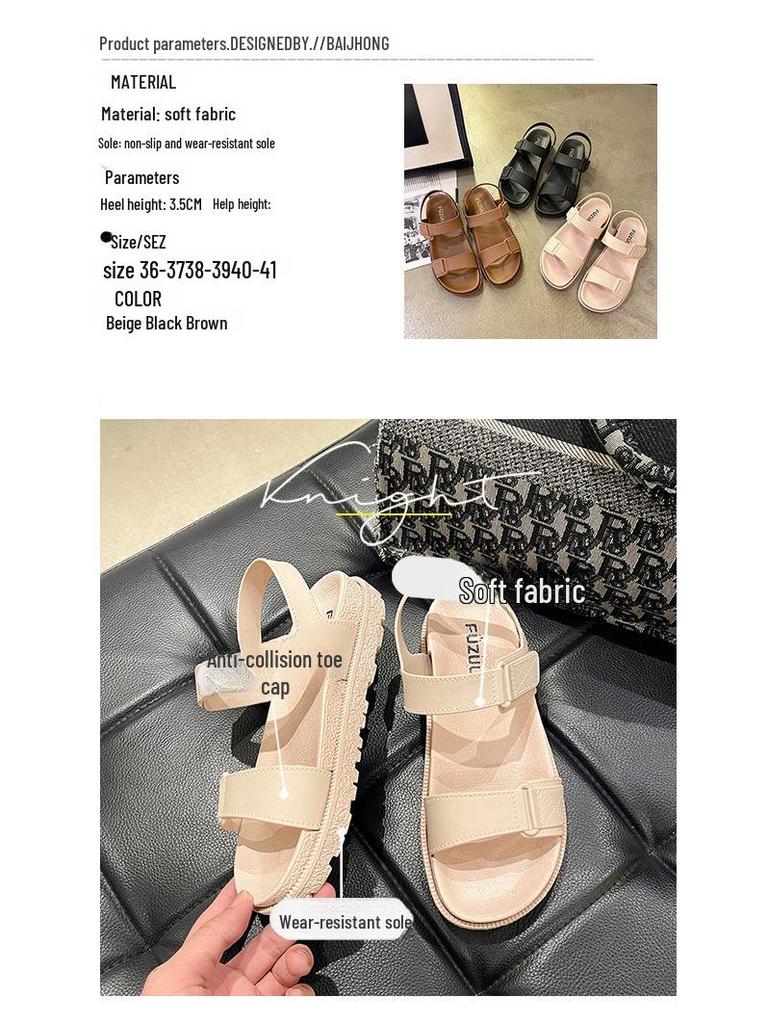 Damen Klettverschluss Sportsandalen: Neuer modischer Flachboden-Strandstil für lässige Outdoor-Bekleidung