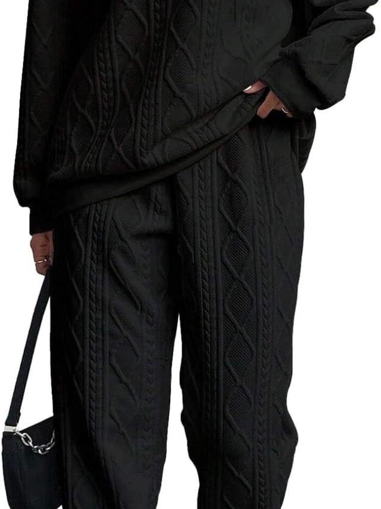 Fall Winter Women's Clothing New Style Ribbed Mesh Long Pants Casual Two Piece Set Outfit for Women