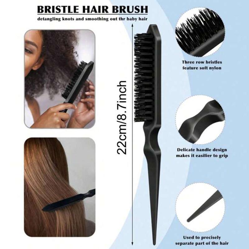 Spazzola per Capelli a Spazzola per Slick Back, Coda di Cavallo Liscia, Chignon e Lisciatura Capelli Piccoli, Capelli Ribelli, Controllo dei Bordi - Pettinatura all'Indietro e Scompiglio