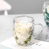 Dried Flower Double Walled Glass Mug 350ml Coffee Mug with Dry Flowers Decorative and Creative Flower Mug Double Wall Flower Cup