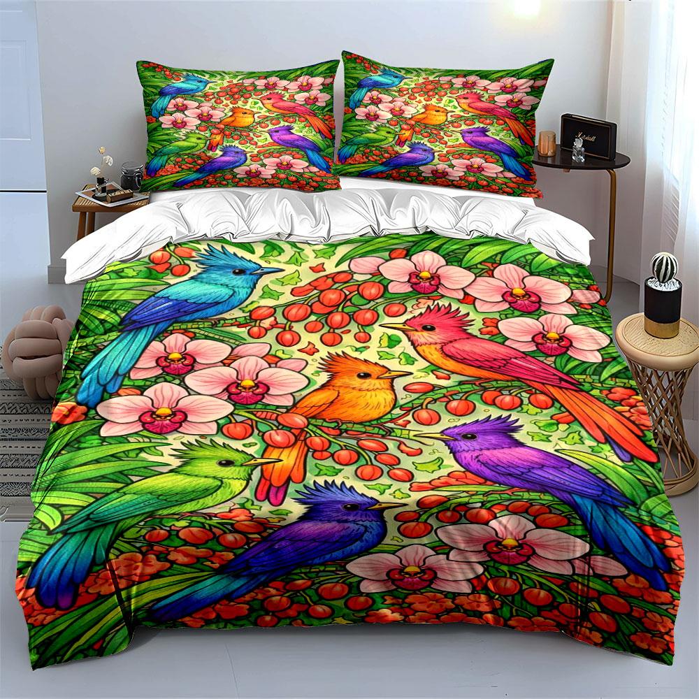 Vivid tropical bird paradise Bedding sets Duvet cover sets Duvet covers Pillowcases(1*Duvet Cover 2*Pillowcases without duvet insert)