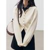 New single-breasted simple solid color round neck long-sleeved knitted cardigan women's versatile temperament sweater cardigan women's