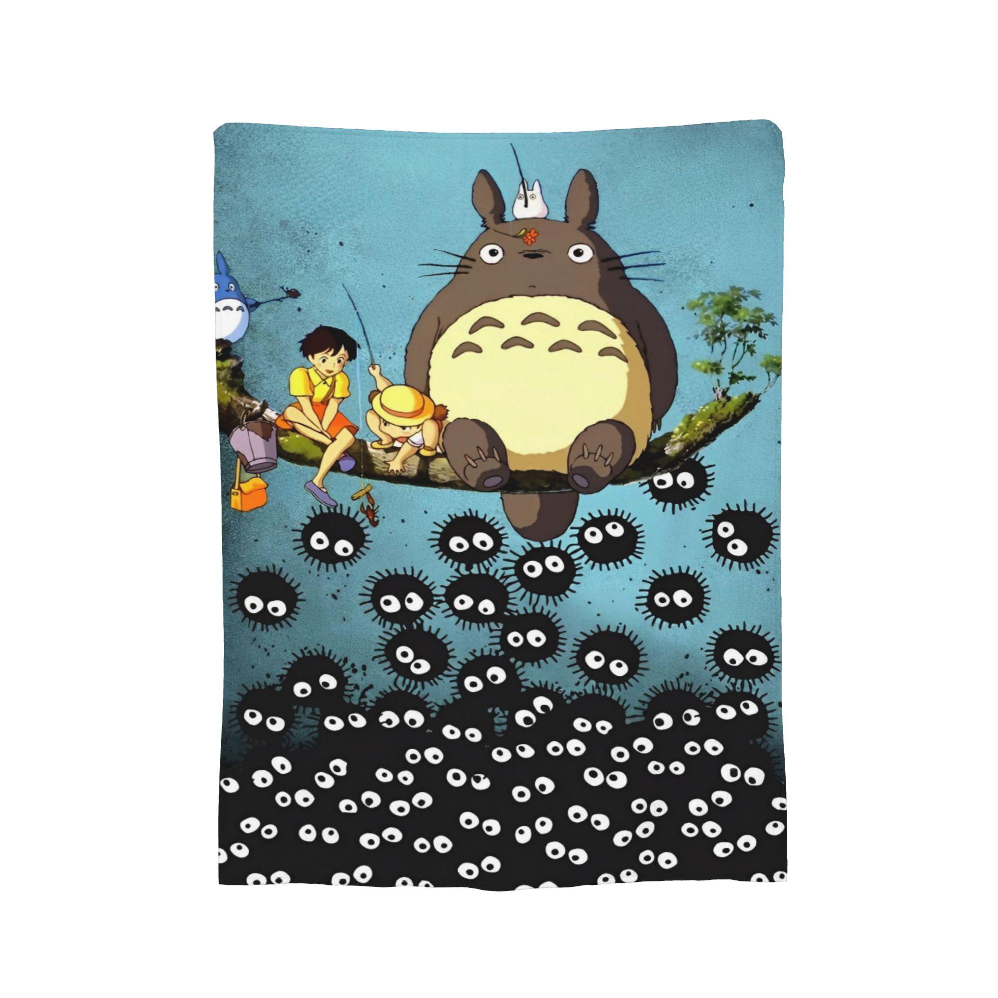 

Cute T-Totoros Flannel Blankets Cartoon Anime Funny Throw Blankets for Home 125*100cm Bedspread, 75cmx90cm