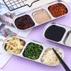 Stainless Steel Sauce Dish Seasoning Dish Snack Plate Divided Food Dipping Bowl Kitchen Tableware3 Grids