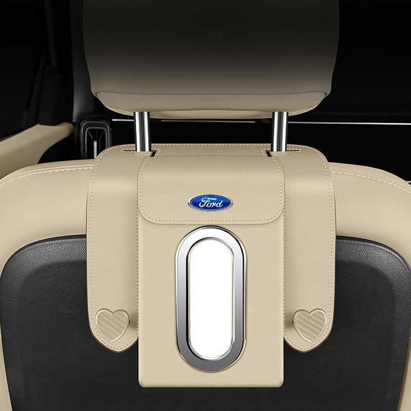 

Ford Car Organizer: Seat Back Hanging Storage with Trash Can, Tissue Dispenser, and Large Capacity for Rear Seat.