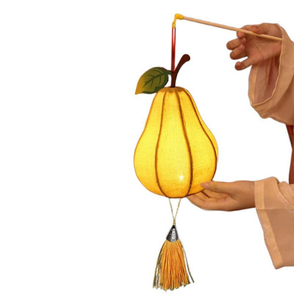 

Pear Shape Mid-Autumn Festival Lantern Handheld Chinese Style Small Persimmon Lantern Tassel Luminous DIY Lantern Making Kit other