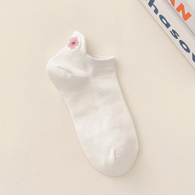

Женские вышитые носки, носки с низкой посадкой, весенне-летние носки-лодочки, универсальные хлопковые носки, сетчатые чулки до бедра, укороченные носки 1 pair белый
