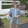 Korean Style Fashion Casual Retro Loose Short-Sleeved Top