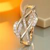 Cute Female White Zircon Stone Tree Leaf Ring Gold Color Engagement Charm Wedding  For Women