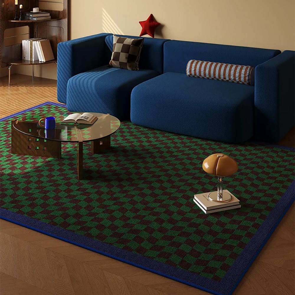 

Классический клетчатый ковер с петлевым ворсом - Ультратонкий, устойчивый к пятнам, нескользящий ковер для гостиной и прикроватной зоны, мягкий напольный коврик 40x60cm 16x24inch