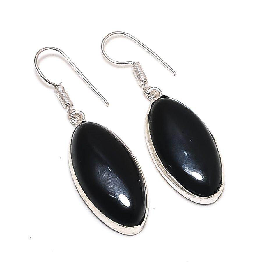 

Natural Black Onyx Gemstone 925 Sterling Silver Jewelry Earring 1.81 e5c23