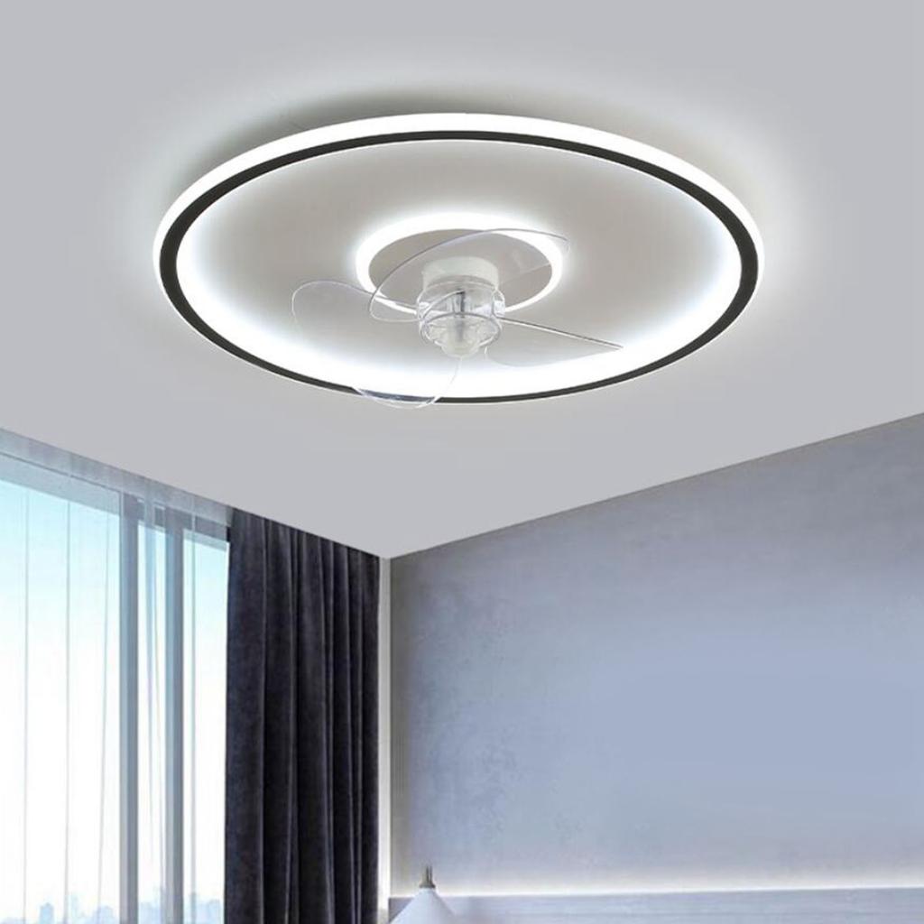 LED Ceiling Light with Fan 19.6 Inch 3000K to 6000K Dimmable 6 Speeds Modern Round Ceiling Fan Light with Remote for Bedroom Kitchen